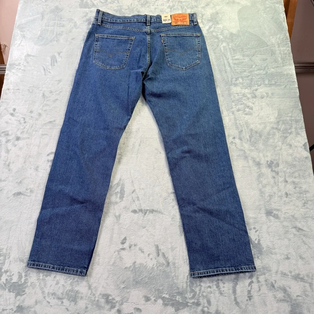 Levis 505 Regular Fit Stretch Jeans Mens 36x32 Blue Denim Mid Rise NWT